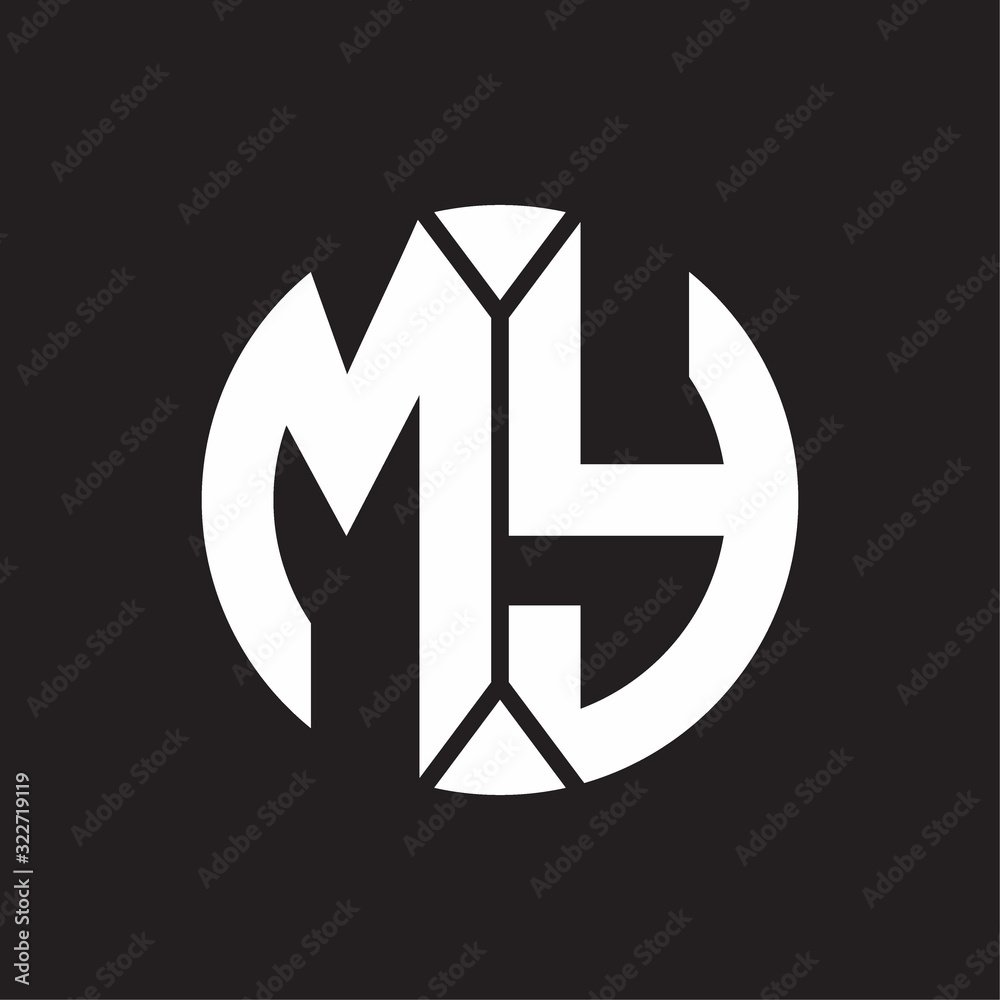 My logo monogram with piece circle ribbon style Vector Image