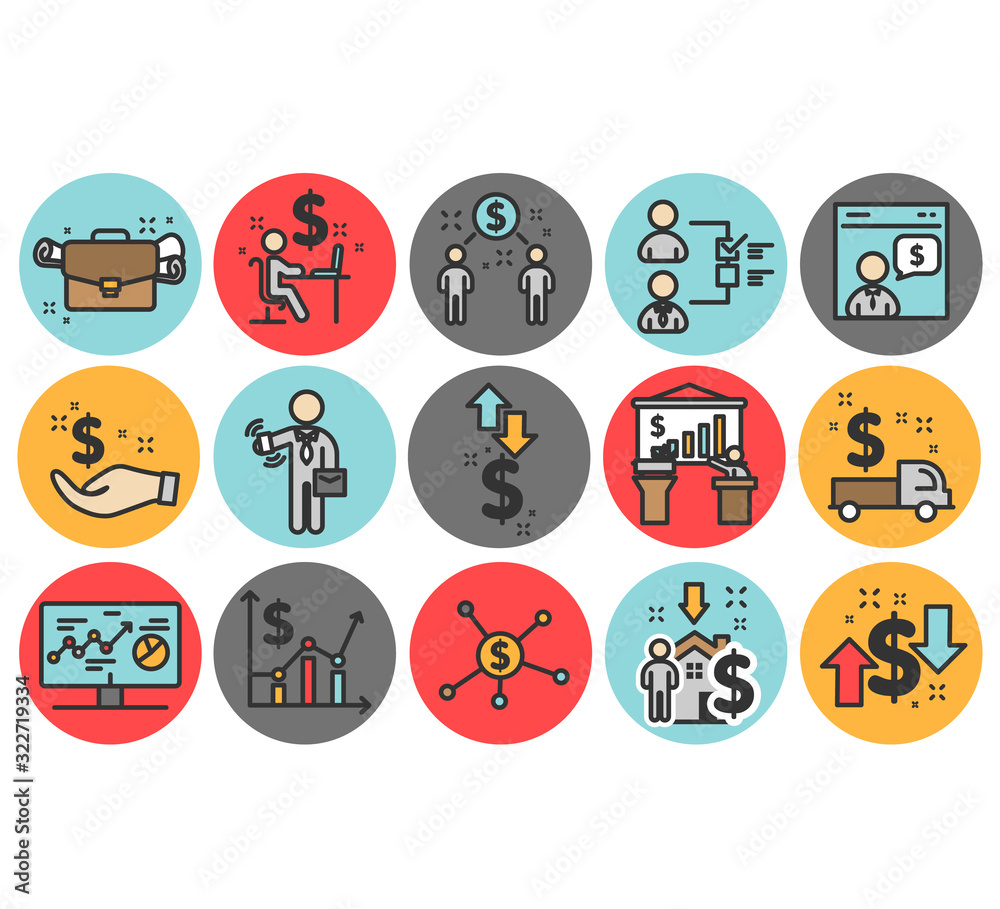 Icons set of business economic