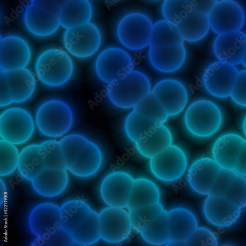 Seamless background from viruses, bacteria, in blue