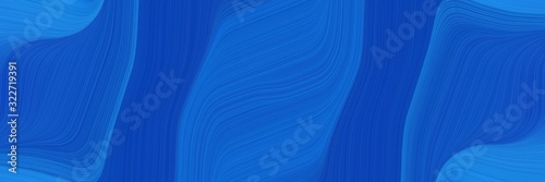 moving horizontal header with strong blue, dodger blue and royal blue colors. fluid curved flowing waves and curves © Eigens