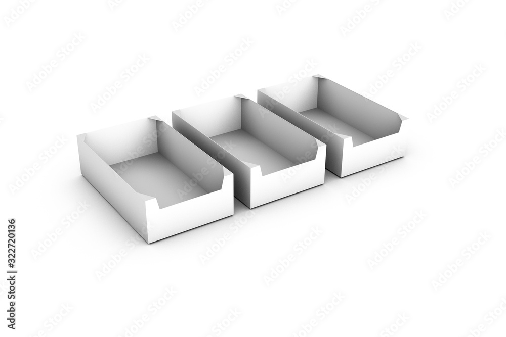 3D Rendering of Product Container White Shopping Box Mock Up 3D Rendering of Product Container White Shopping Box Mock Up