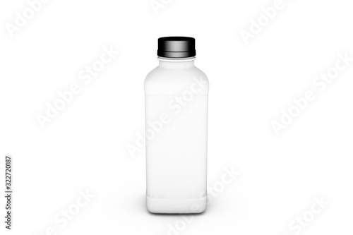 3D Rendering of Realistic Plastic Bottle with Cap on White