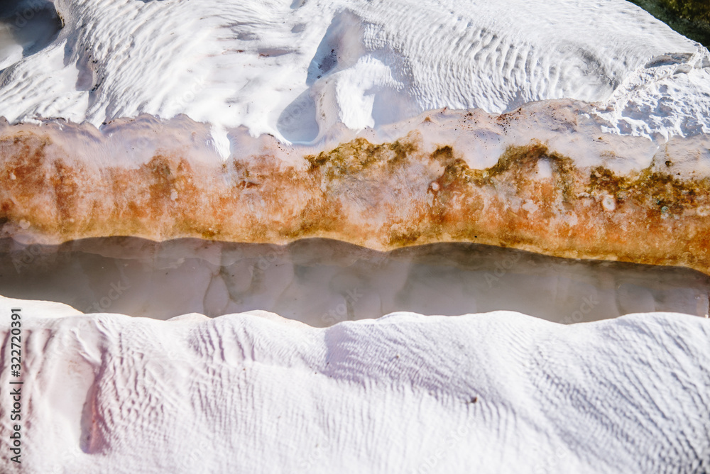 Obraz na plátně Pamukkale , Turkey - mineral water springs and white calcium rocks