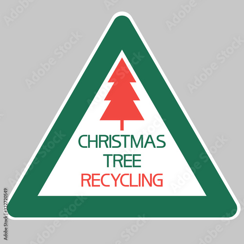 Christmas tree recycling. Illustrative-graphic poster, two-dimensional, with target, textual information.