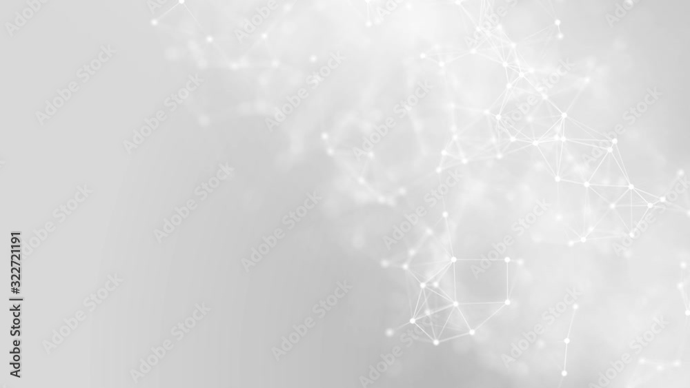 Abstract plexus on gray background. connection glowing lines and dots. Illustration for design, advertising, technology, medical, chemical, science, business, Technology concept. 3D rendering