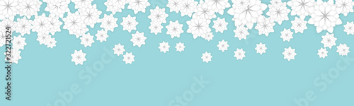 Obraz na płótnie Spring Floral Banner Background Design with White Flat Style Elegant Flowers