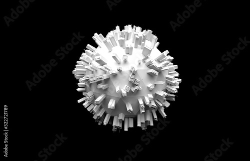 Fototapeta Naklejka Na Ścianę i Meble -  little planet with building on a black background, 3d illustration