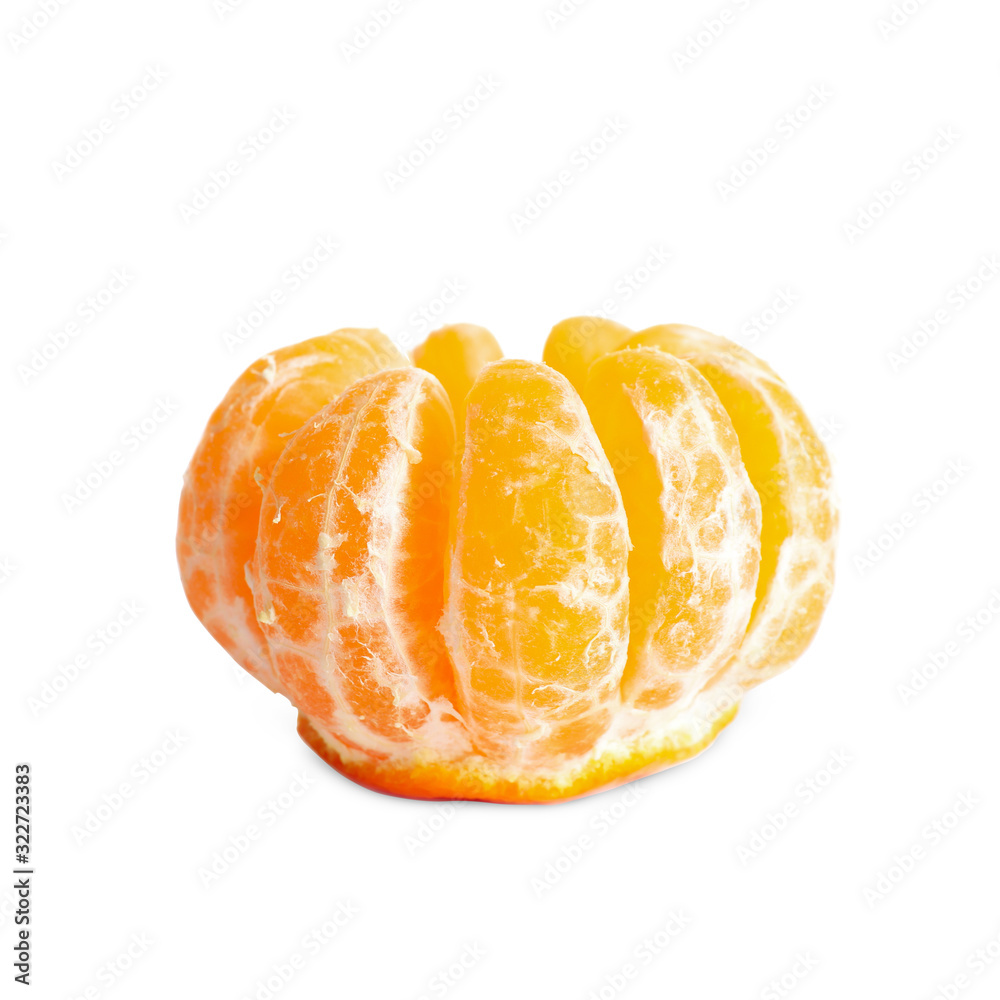 Peeled fresh juicy tangerine isolated on white Peeled fresh juicy tangerine isolated on white