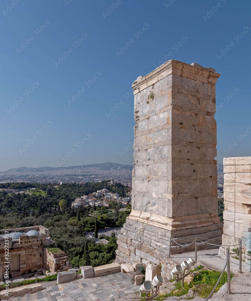 Athens Greece, defensive tower at the propylaea entrance to Acropolis
