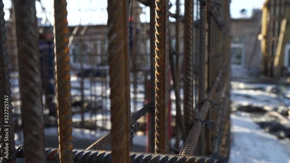 metal bars on a construction site for pouring concrete metal bars on a construction site for pouring concrete