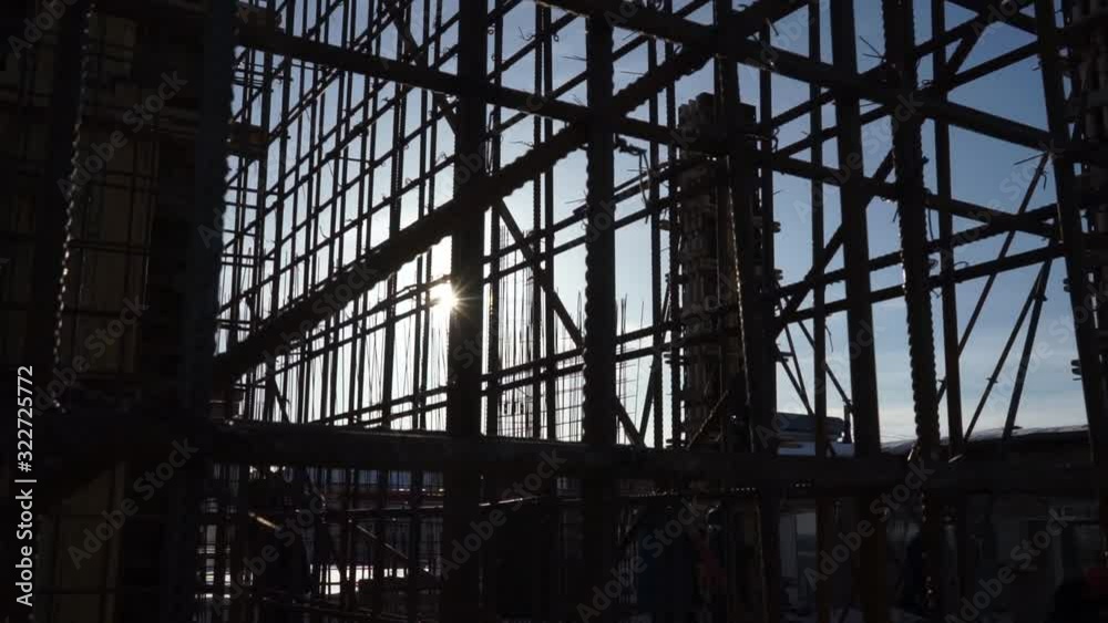 formwork of columns prepared for concrete pouring