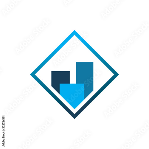 Free Download blue diamond chart building logo design - GFXLoad