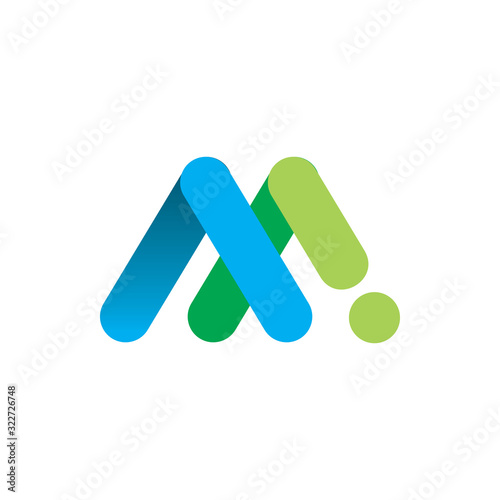 blue green letter m nature color logo design