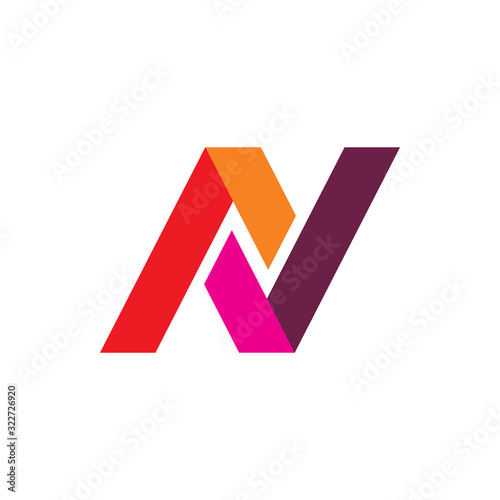 creative color letter n lightning electric logo design photo