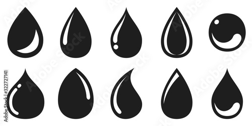 水　白黒　アイコン　セット