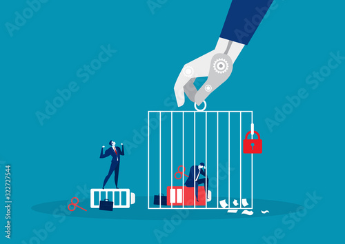 business with hard working in cagevector vector illustration.