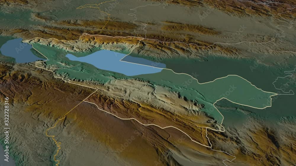 Independencia, province with its capital, zoomed and extruded on the