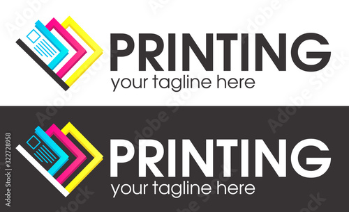 Digital print logo design template.  Typography modern sign. Polygraphy and print factory. Express press and photocopy.