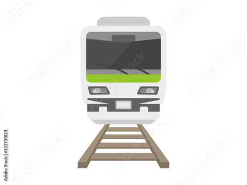 線路を走る電車のイラスト