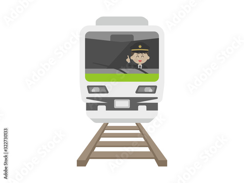 線路を走る電車のイラスト