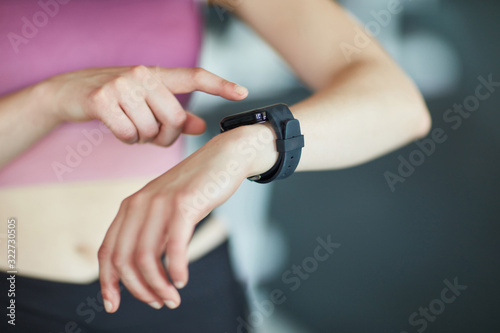 Wearable smartwatch on the wrist of a woman