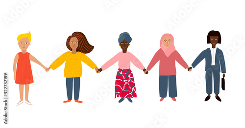 Girl Woman cooperate character illustration