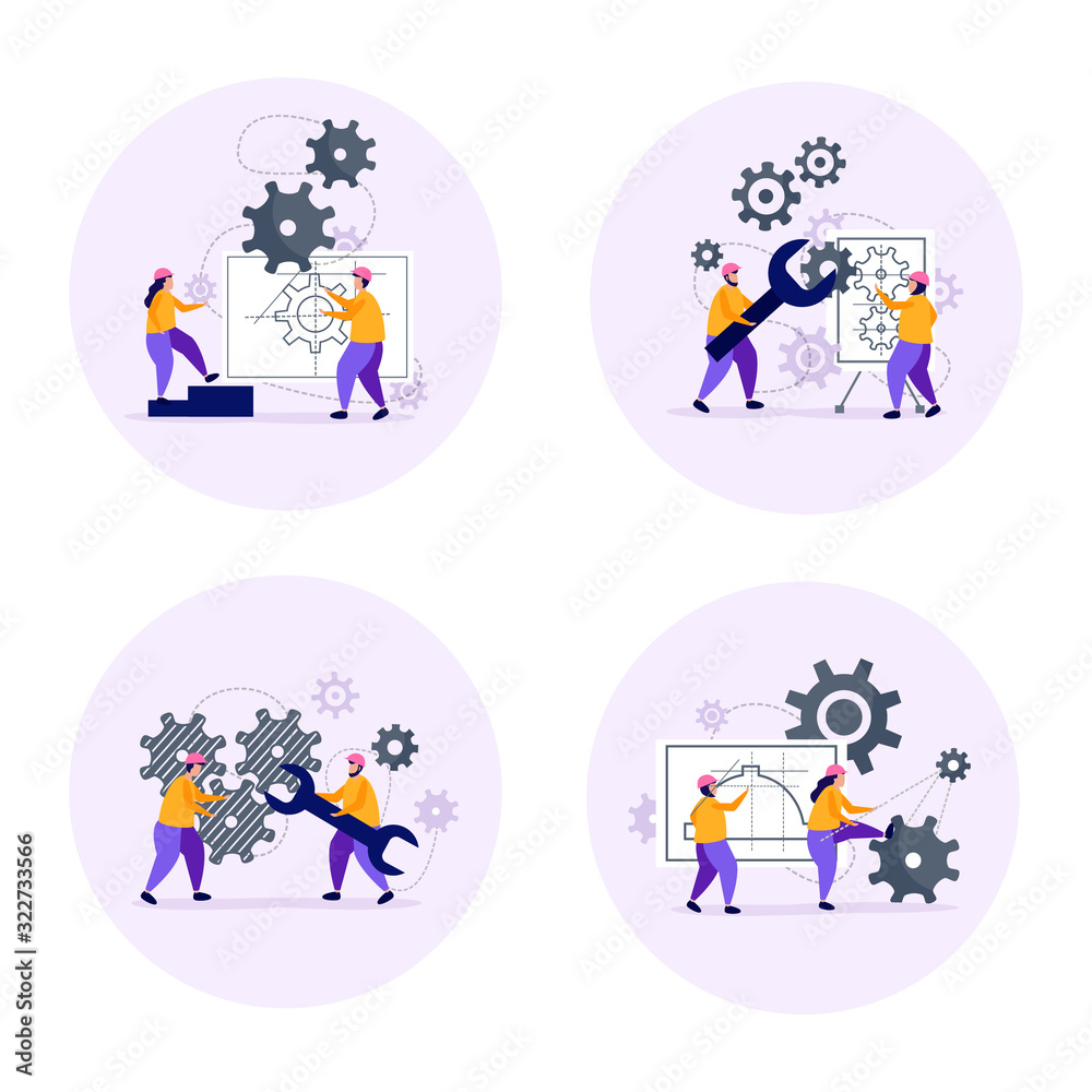 Fototapeta premium Engineering Concept Icons Set