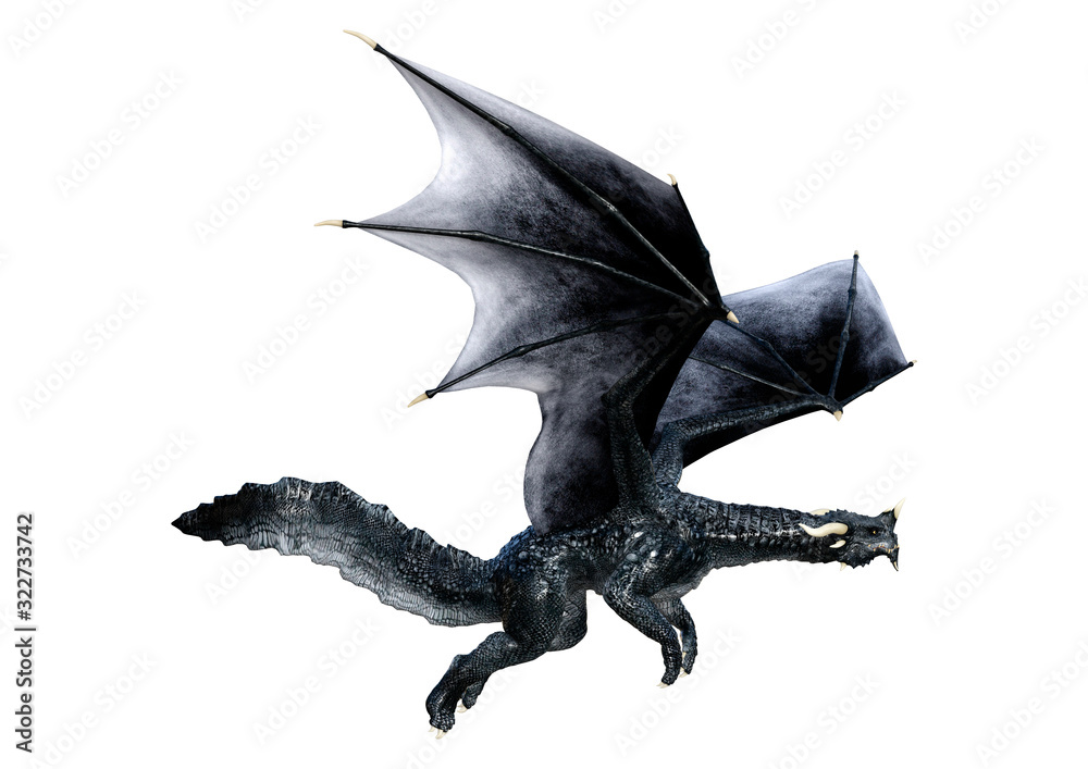 Fototapeta premium 3D Rendering Fairy Tale Dragon on White