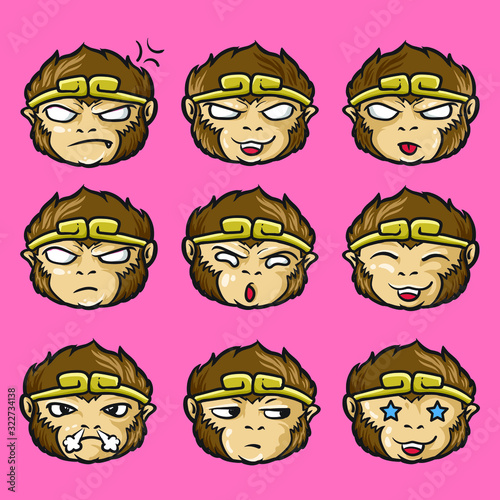 Sun Wukong, or Monkey King jurney the west vector emot icon