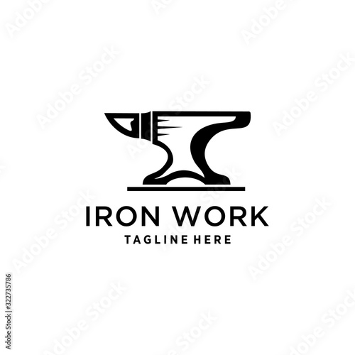 Creative illustration blacksmith iron work logo vector sign emblem