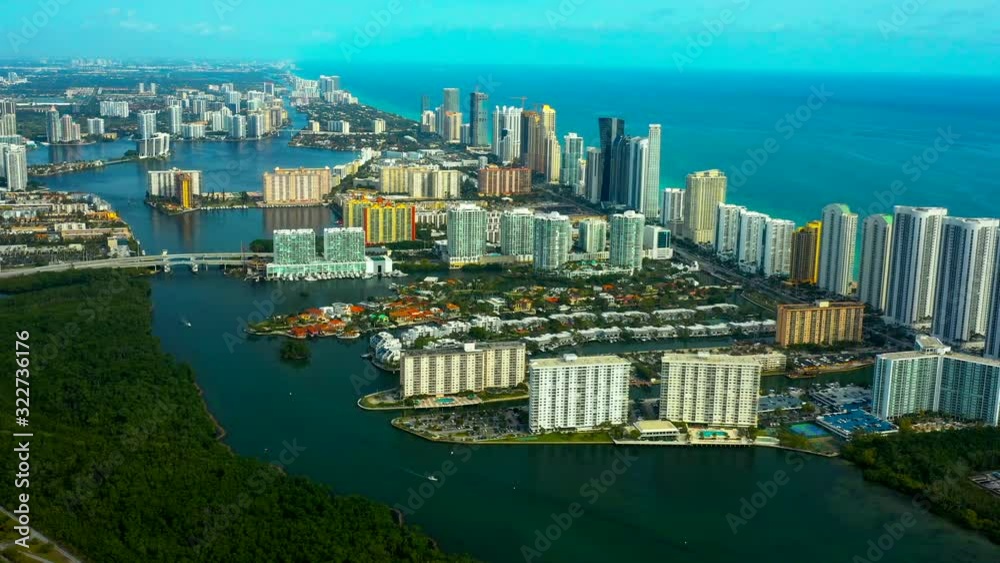 Aerial of North Miami shore
left to right tracking
