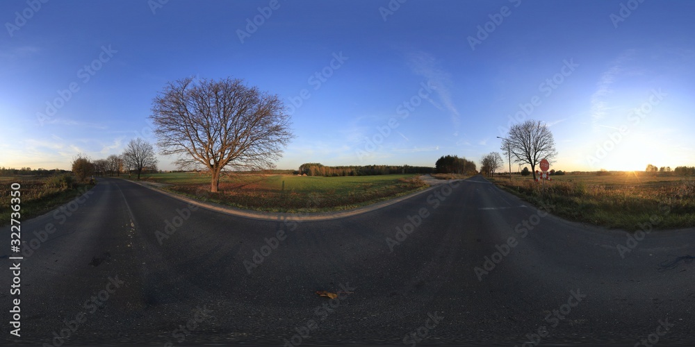 Fototapeta premium Rural asphalt road HDRI Panorama