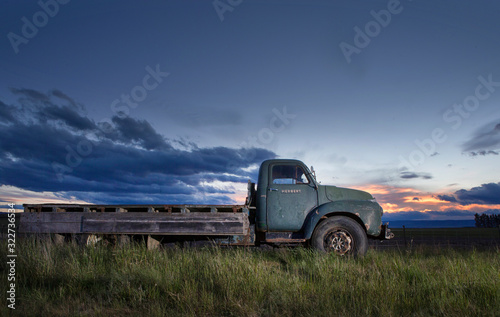 Oldtimer truck at sunset Highway 85 South Island New Zealand © A