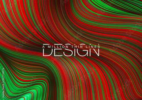 Fashion poster million thin lines luxury design. Liquid wave lines fashion background. Beautiful flowing drape textiles from many thin fibers. Vector illustration vogue drape banner EPS10 set
