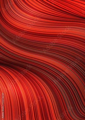 Fashion red poster thin lines locks luxury design. Liquid wave shiny lines hair fashion background. Beautiful flowing drape textiles thin threads hair. illustration vogue red threads drape banner set