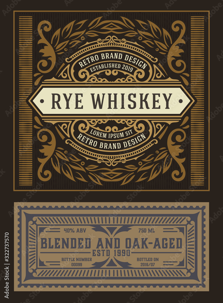 Vintage Whiskey label for packing. Vector illustration