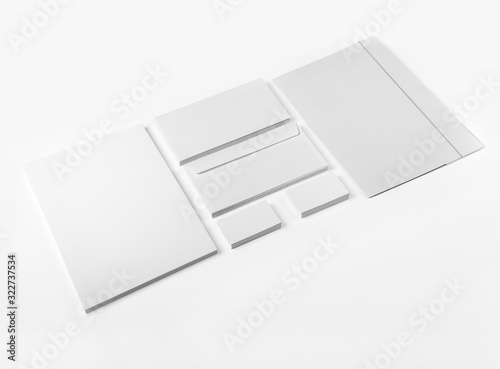 Tableau sur toile lank Stationery / Corporate ID Set isolated on white as template for designers presentation, showcase etc