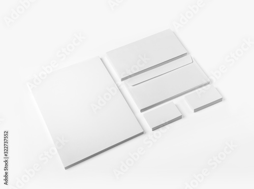 lank Stationery / Corporate ID Set isolated on white as template for designers presentation, showcase etc. photo