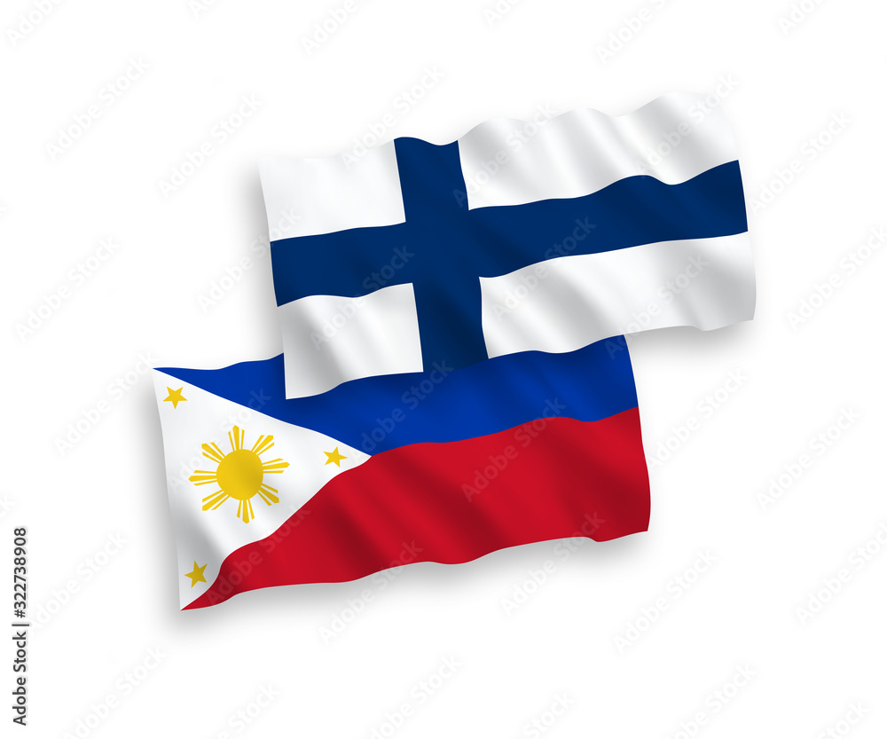Flags of Finland and Philippines on a white background