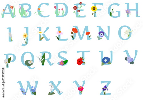 Set of letters with flower design