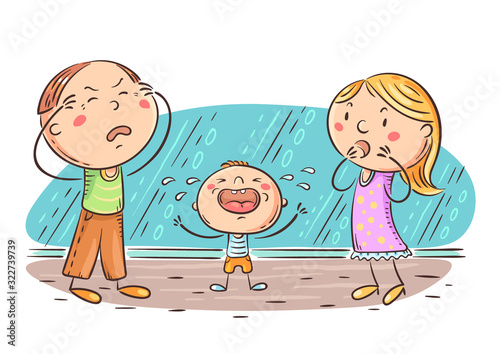 Kid is crying and parents in panic