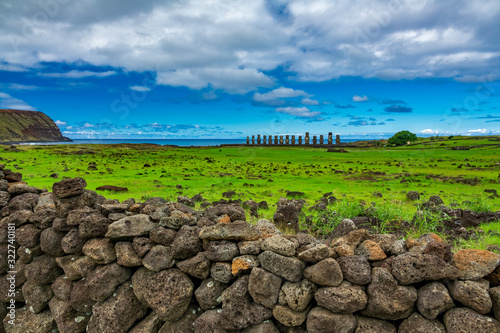 Ahu Tongariki moai platform view from outside
