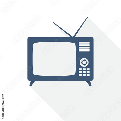 Retro television vector icon, tv and video screen concept flat design illustration