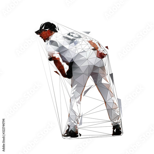 Baseball player throwing ball, low polygonal vector illustration