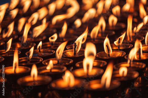 Photography Burning candles in Buddhist temple