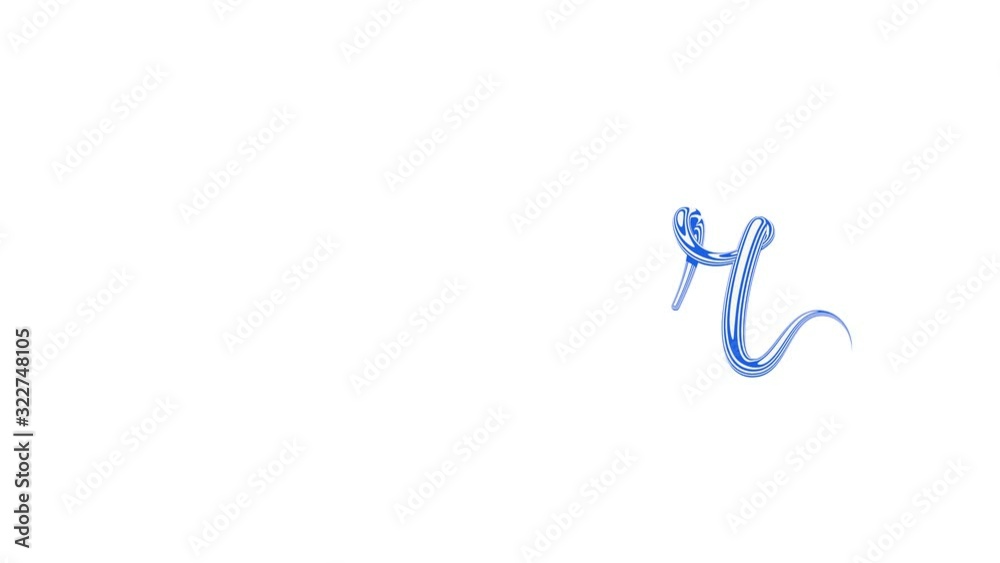 3D animation of blue stroke forming word Winter then fading away on white background. Computer animation with alpha channel. Looping.