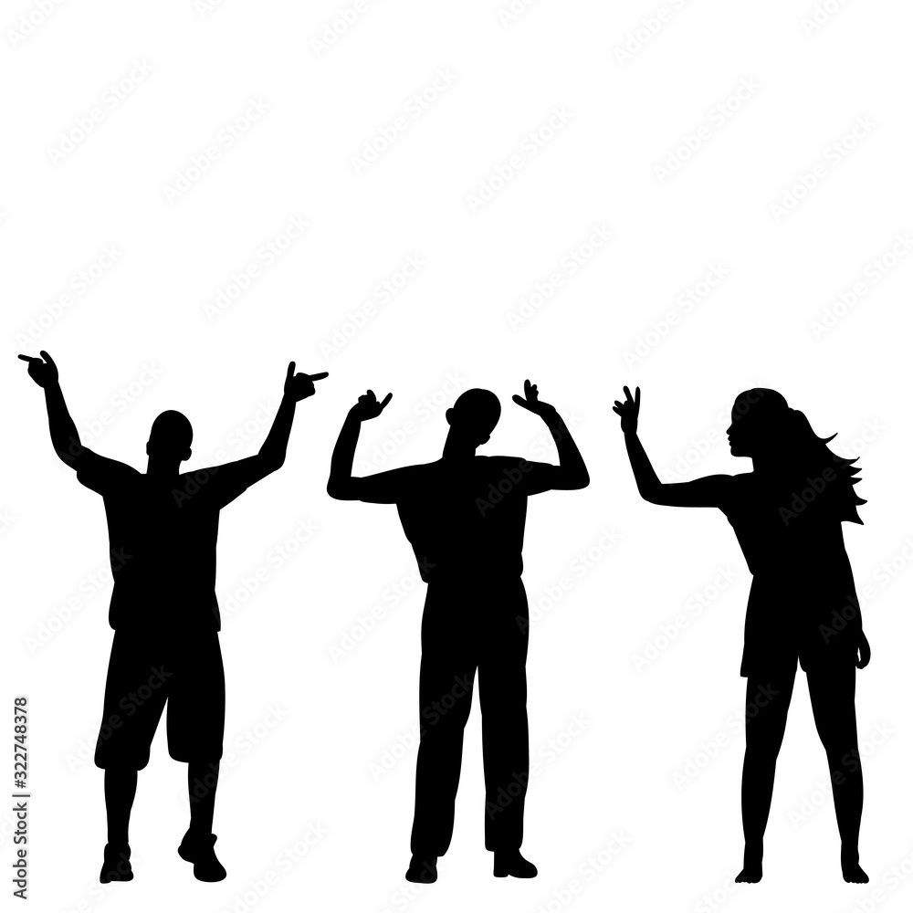 vector, on a white background, silhouette people dance