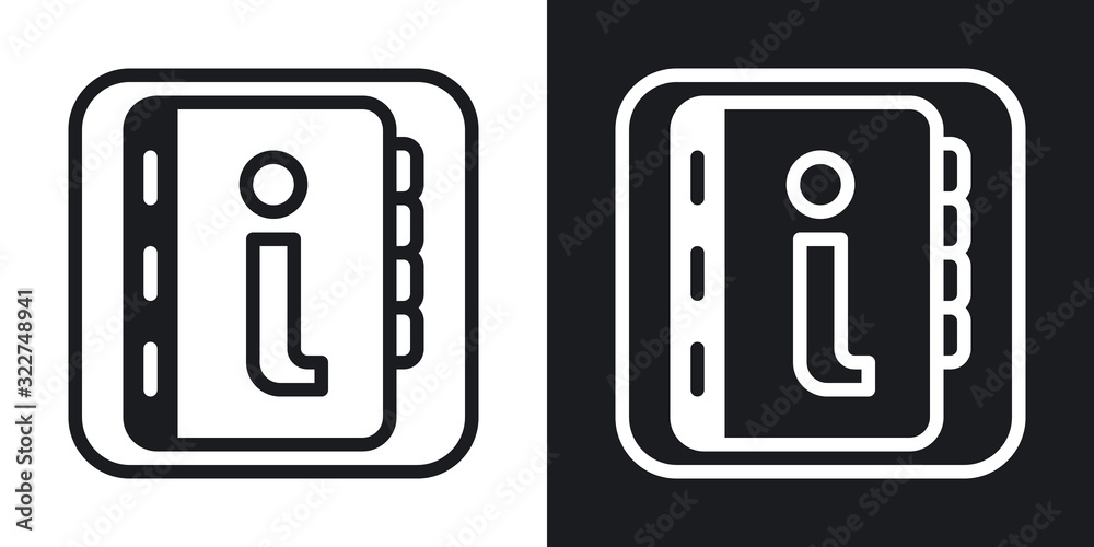 Help or user guide app icon for smartphone, tablet, laptop or other smart device with mobile interface. Minimalistic two-tone version on black and white background Help or user guide app icon for smartphone, tablet, laptop or other smart device with mobile interface. Minimalistic two-tone version on black and white background
