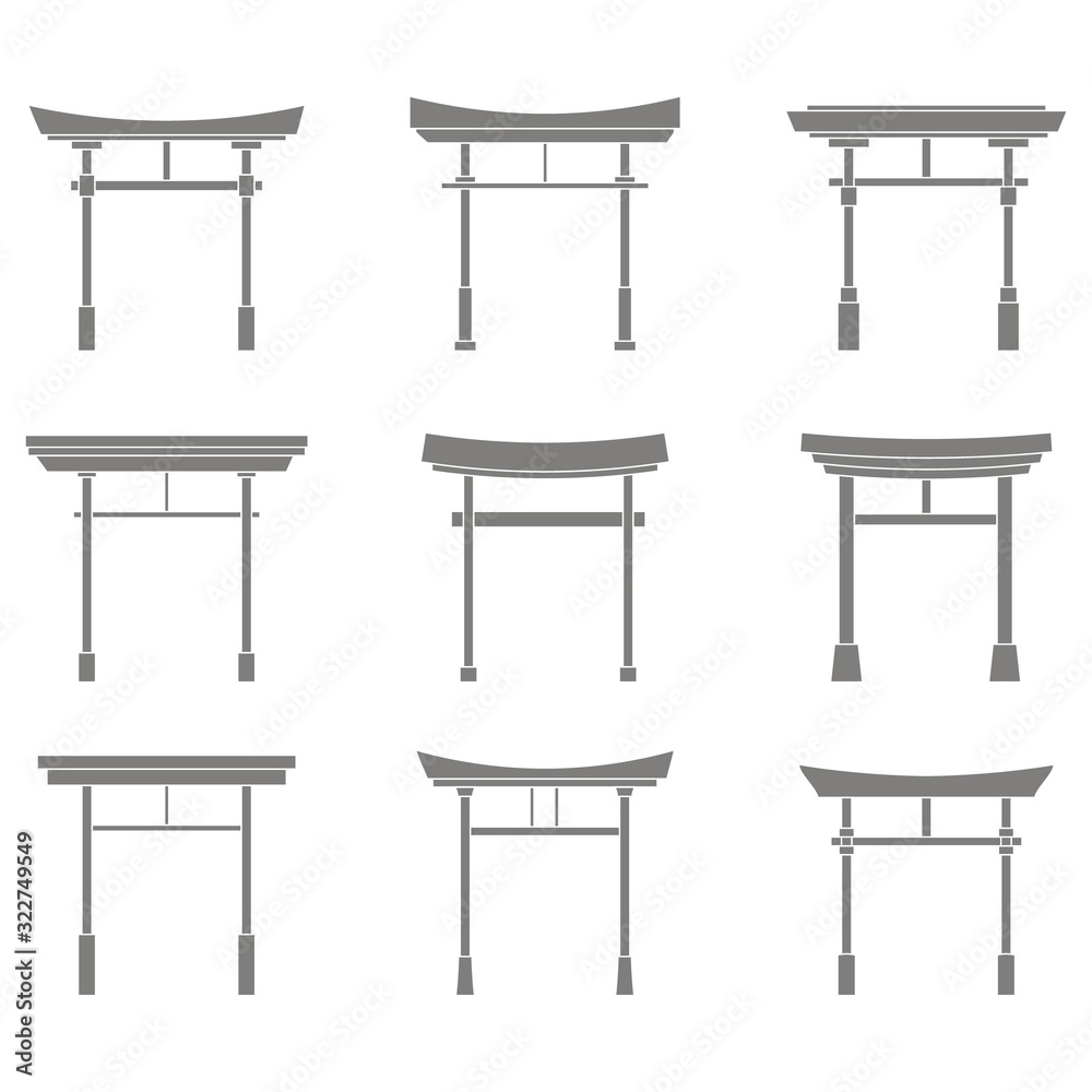 vector set with traditional Japanese gate Torii