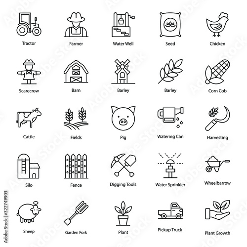 Pack Of Agriculture Line Icons